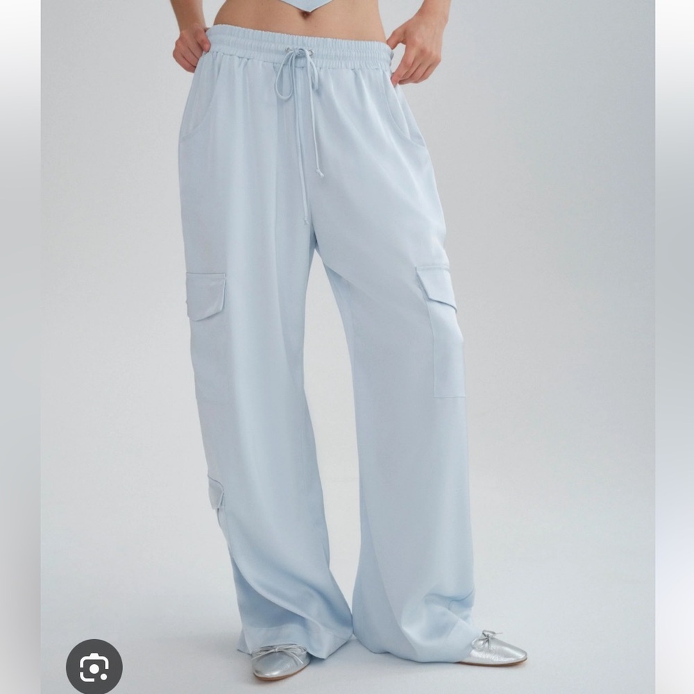 For Love And Lemons Yui Cargo Pants in baby blue NWT